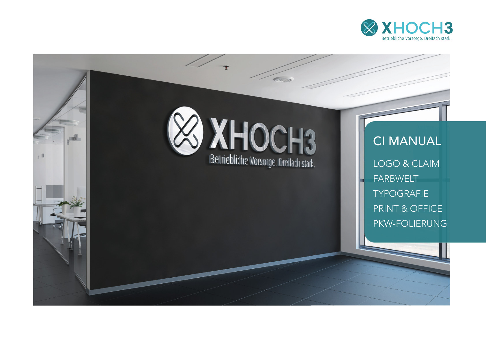 XHOCH3 Logo im Innenraum als Corporate Design Visual