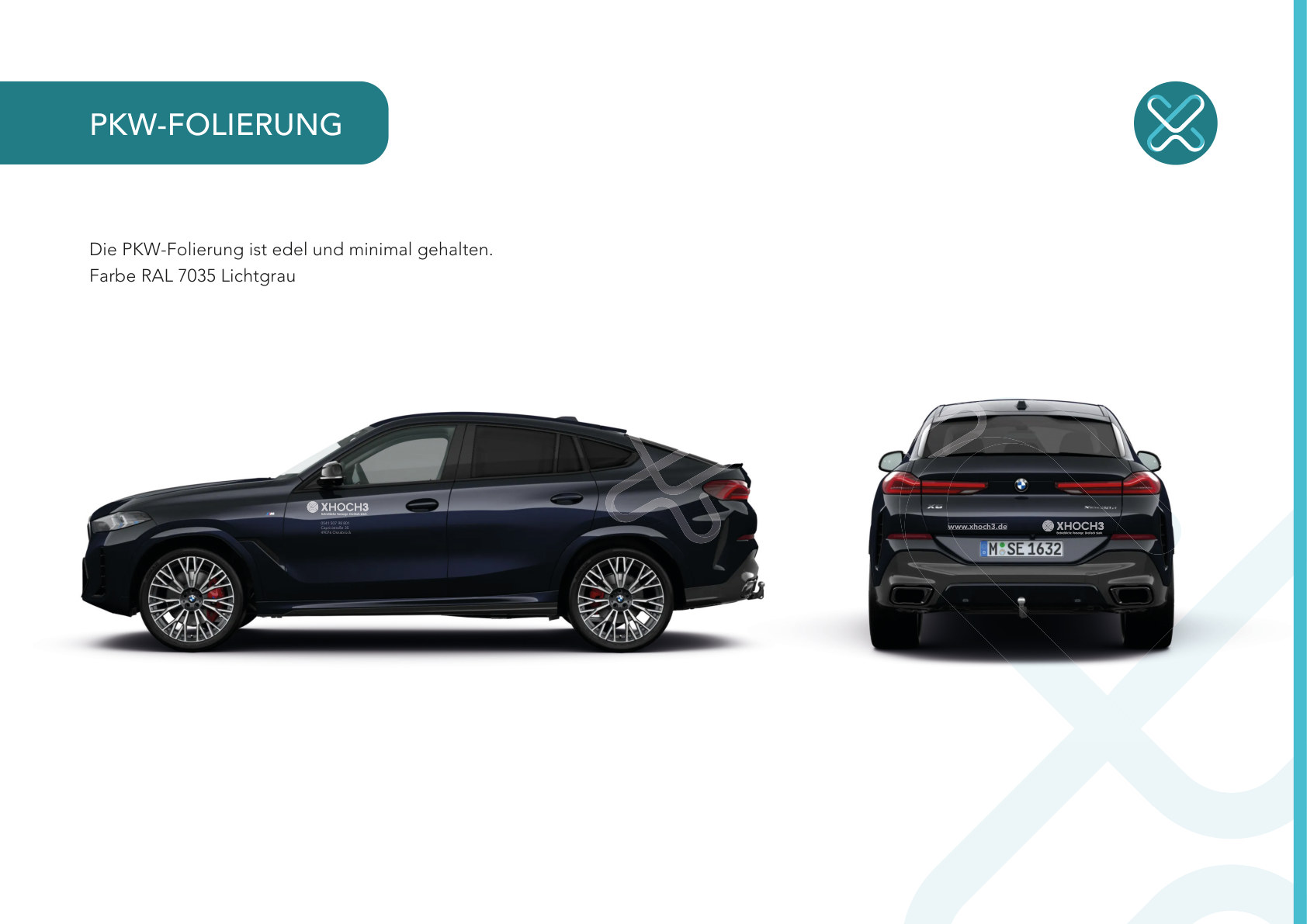 XHOCH3 PKW-Folierung auf dunklem BMW
