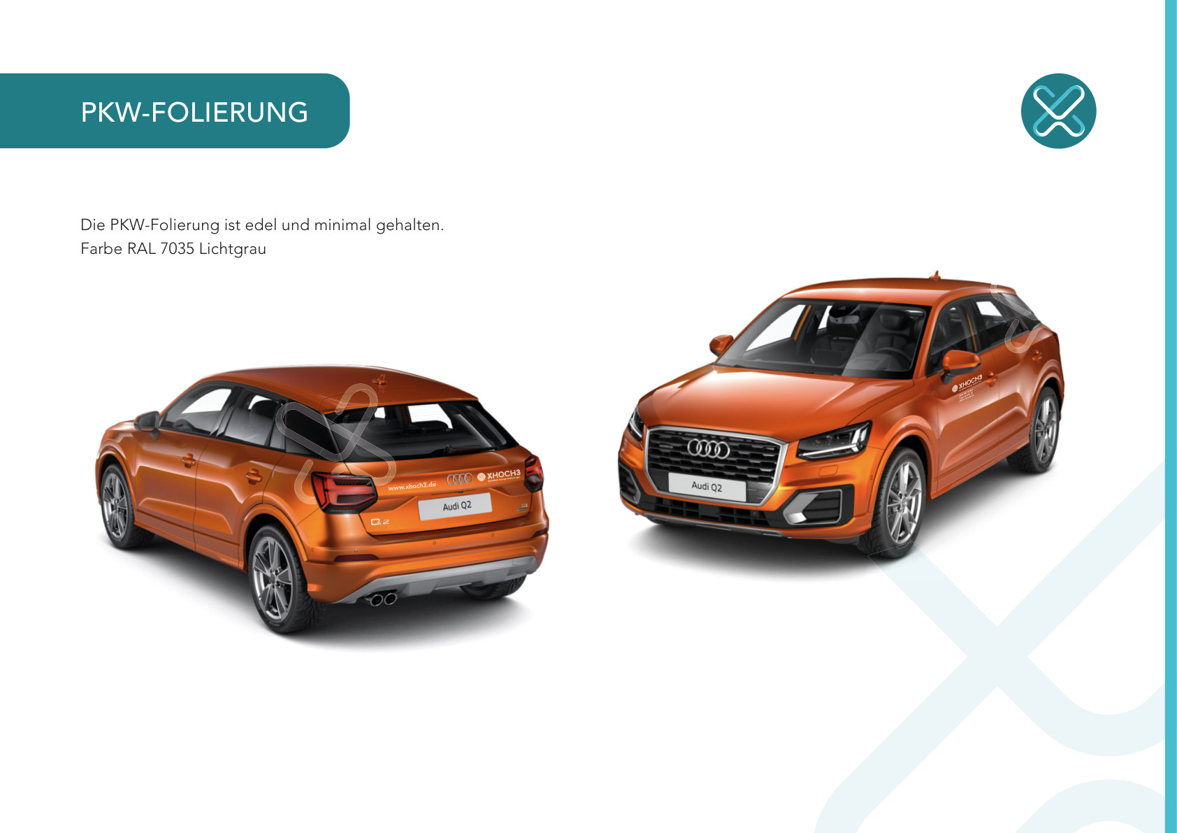 XHOCH3 PKW-Folierung auf orangefarbenem Audi Q2